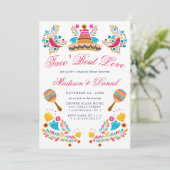 Mexicaans Fiesta Bloemensombrero Oefenavondmaal Kaart (Staand voorkant)