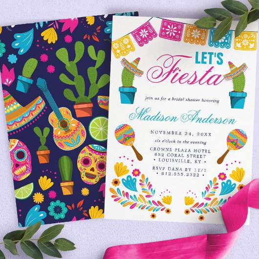 Mexicaans Fiesta Bloemige Cactus Bruiloftsborrel Kaart