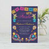 Mexicaans Fiesta Bloemige Cactus Bruiloftsfeest Kaart (Staand voorkant)