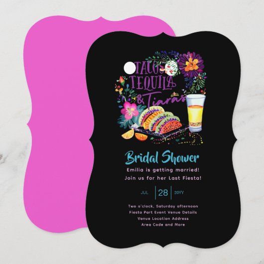 Mexicaans Fiesta Bruidsfeest Tacos Tequila Tiaras Kaart (Voorkant / Achterkant)