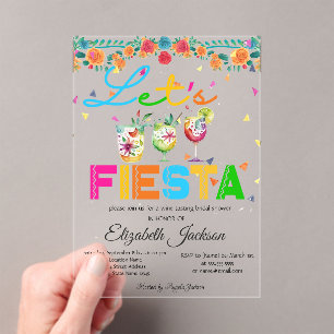 Mexicaans Fiesta Bruiloftsfeest Acryl Uitnodigingen