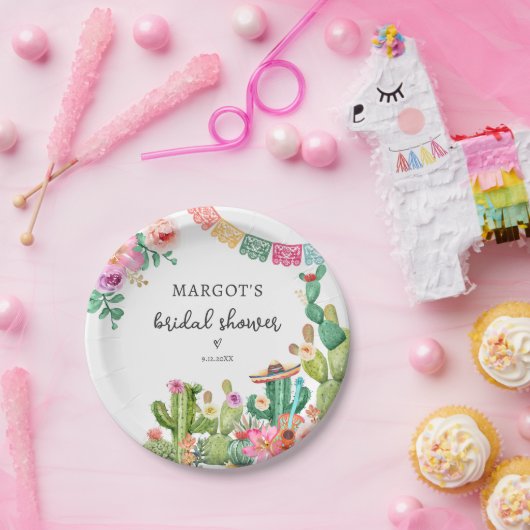 Mexicaans Fiesta Cactus Taco Vrijgezellenfeest Papieren Bordje (Feest)