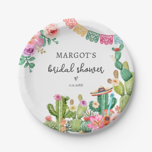 Mexicaans Fiesta Cactus Taco Vrijgezellenfeest Papieren Bordje (Voorkant)