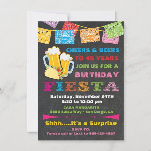 Mexicaans Fiesta Cheers en Biers Verjaardag Kaart (Voorkant)