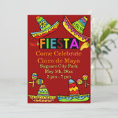 Mexicaans Fiesta Cinco de Mayo Invitations Red Kaart (Staand voorkant)