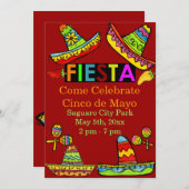 Mexicaans Fiesta Cinco de Mayo Invitations Red Kaart (Voorkant / Achterkant)