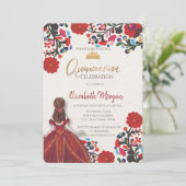 Mexicaans Fiesta Dress Tiara Quinceañera Kaart (Staand voorkant)