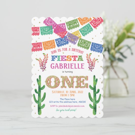 Mexicaans, Fiesta Eerste Verjaardag, Meisje Verjaa Kaart (Staand voorkant)