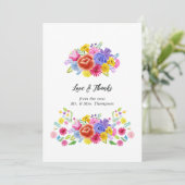 Mexicaans Fiesta Folk Art Bloemige Bruiloft Bedankkaart (Staand voorkant)