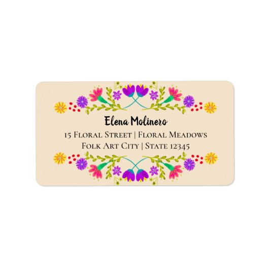 Mexicaans Fiesta Folk Art Champagne-adres Etiket (Voorkant)