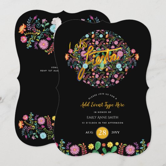 Mexicaans Fiesta Folk Bloemen Llama Goud ELKE GEBE Kaart (Voorkant / Achterkant)