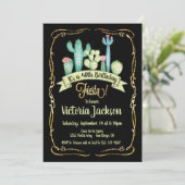 Mexicaans Fiesta Gold glitter verjaardagsuitnodigi Kaart (Staand voorkant)