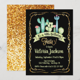 Mexicaans Fiesta Gold glitter verjaardagsuitnodigi Kaart