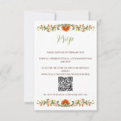 Mexicaans Fiesta Groen Talavera QR CODE RSVP Kaartje (Voorkant)