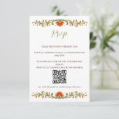 Mexicaans Fiesta Groen Talavera QR CODE RSVP Kaartje (Staand voorkant)