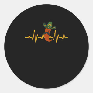 Mexicaans Fiesta Heartbeat Chili Sombrero Cinco Ronde Sticker