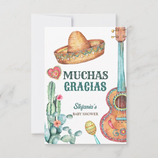Mexicaans fiesta kleine muchacho-baby shower bedankkaart (Voorkant)