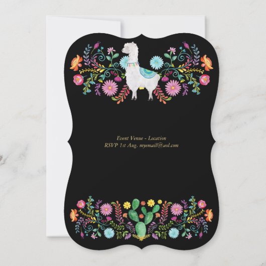 Mexicaans Fiesta Lama Folk Bloemen Cacti ELKE GEBE Kaart (Achterkant)