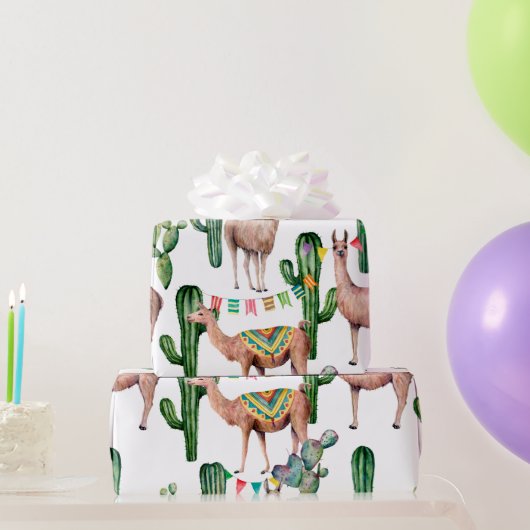 Mexicaans Fiesta Lama Patroon Inpakpapier (Feestgeschenken)