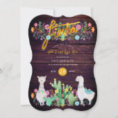 Mexicaans Fiesta Landelijke Volkstuin Bloemen Lama Kaart (Voorkant)