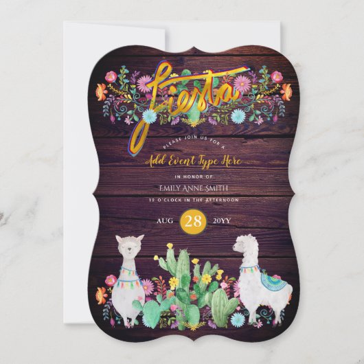 Mexicaans Fiesta Landelijke Volkstuin Bloemen Lama Kaart (Voorkant)