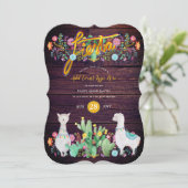 Mexicaans Fiesta Landelijke Volkstuin Bloemen Lama Kaart (Staand voorkant)