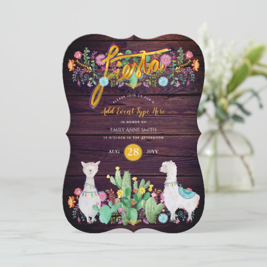 Mexicaans Fiesta Landelijke Volkstuin Bloemen Lama Kaart (Staand voorkant)