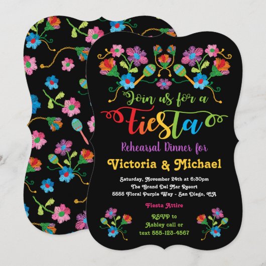 Mexicaans Fiesta Oefenavondmaal met borduurwerk Kaart (Voorkant / Achterkant)