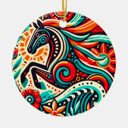 Mexicaans fiesta paard keramisch ornament (Voorkant)