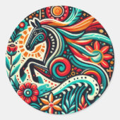 Mexicaans fiesta paard ronde sticker (Voorkant)