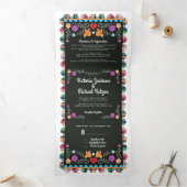 Mexicaans Fiesta Papel Picado Wedding Drieluik Uitnodiging (Binnen)