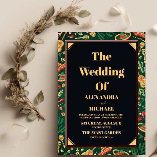 Mexicaans Fiesta Papel Picado Wedding Kaart