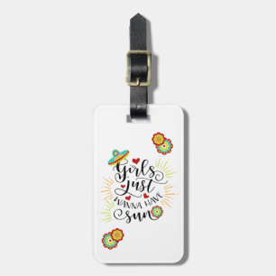 Mexicaans Fiesta Patroon Meisjes Willen Zonnig Wee Bagagelabel