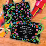 Mexicaans Fiesta-repetitief diner met borduurwerk Kaart<br><div class="desc">Laten we Fiesta met deze  en kleurrijke Mexicaanse Fiesta Rehearsal Dinner-uitnodigingen Kenmerken handgetekende geborduurde folkbloemen en leuke lettertypen.</div>