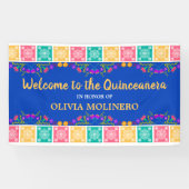 Mexicaans Fiesta Royal Blue Quinceanera Welkom Spandoek (Horizontaal)