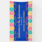 Mexicaans Fiesta Royal Blue Quinceanera Welkom Spandoek (Verticaal)