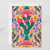 Mexicaans Fiesta Roze Bloem Bruidsfeest Borrel Kaart (Achterkant)