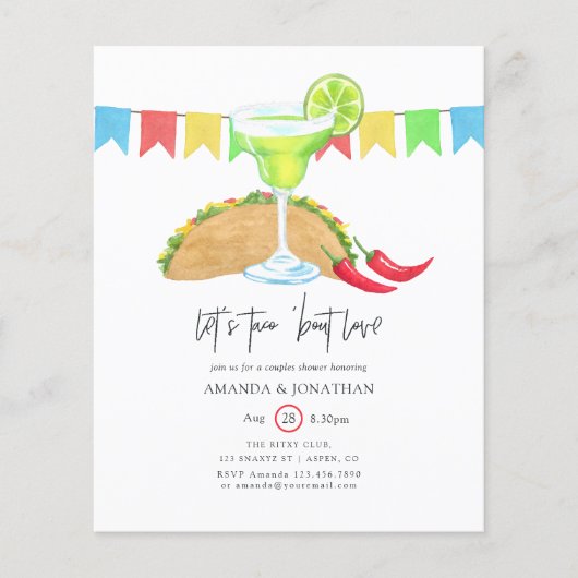 Mexicaans Fiesta Taco 'bout Love Couples Douche Flyer (Voorkant)