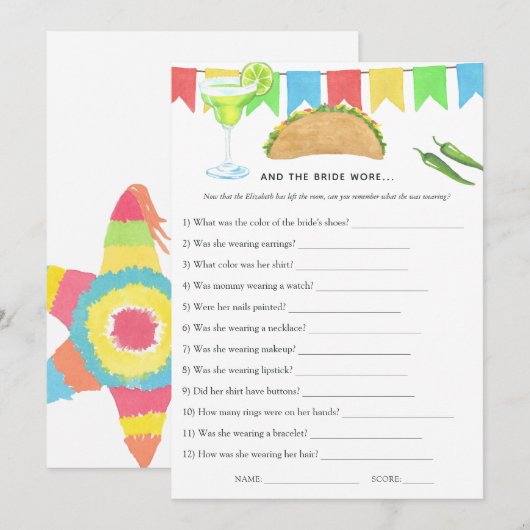 Mexicaans Fiesta Taco Bruiloftsfeest Spel Kaart (Voorkant / Achterkant)