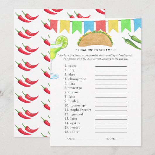 Mexicaans Fiesta Taco Bruiloftsspel Kaart (Voorkant / Achterkant)