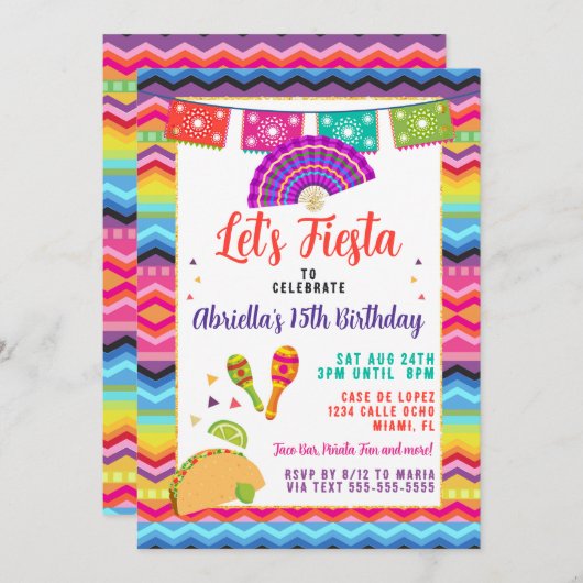 Mexicaans Fiesta Taco Feest Kaart (Voorkant / Achterkant)