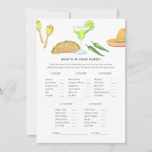 Mexicaans Fiesta Taco Game Kaart (Voorkant)