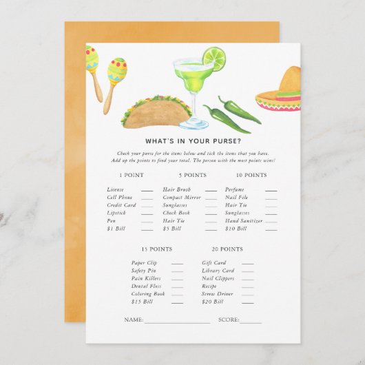 Mexicaans Fiesta Taco Game Kaart (Voorkant / Achterkant)