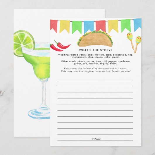 Mexicaans Fiesta Taco Spel Kaart (Voorkant / Achterkant)
