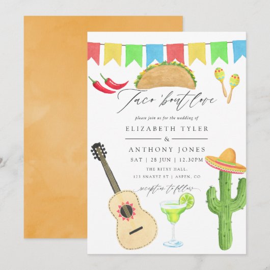 Mexicaans Fiesta Taco thema Huwelijk Kaart (Voorkant / Achterkant)