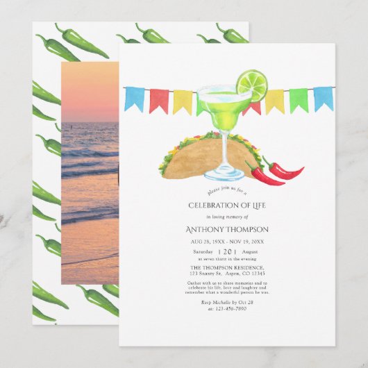 Mexicaans Fiesta Taco Viering van het Leven Kaart (Voorkant / Achterkant)