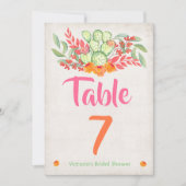 Mexicaans Fiesta Tafel nummer Watercolor Cactus Kaart (Voorkant)