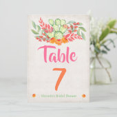 Mexicaans Fiesta Tafel nummer Watercolor Cactus Kaart (Staand voorkant)