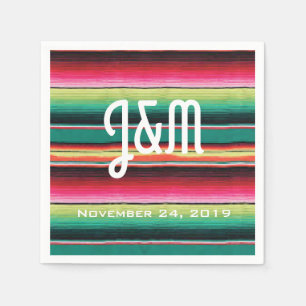 Mexicaans Fiesta tapijt met initialen Trouwservett Servet