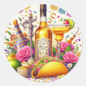 Mexicaans Fiesta Tequila Huwelijk Ronde Sticker (Voorkant)